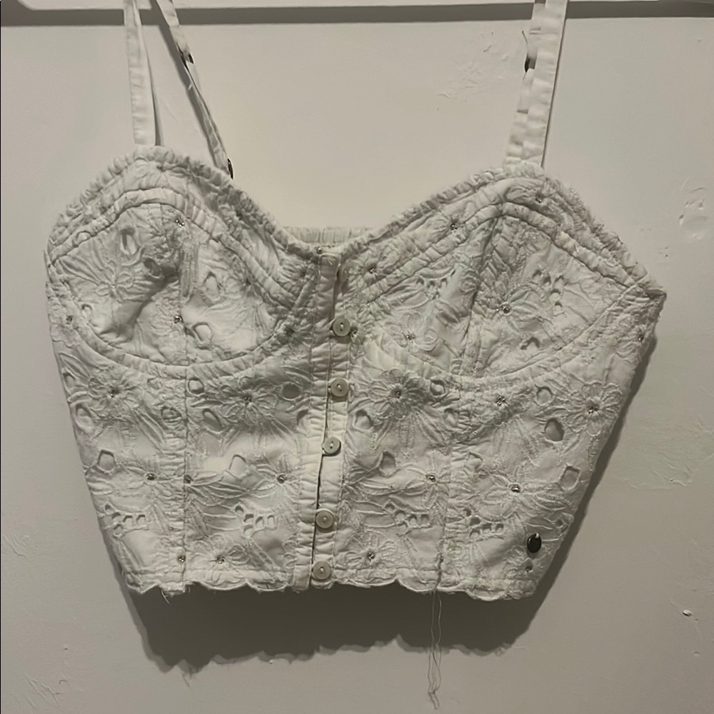 Abercrombie & Fitch Cream Bustier Crop Top